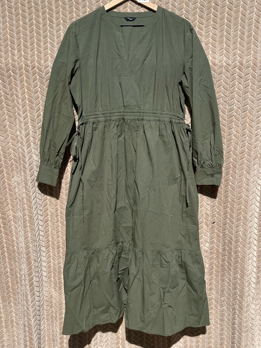 Rails Maple Olive Smoke Drawstring Waist Tiered Midi Dress Medium - Picture 3 of 12